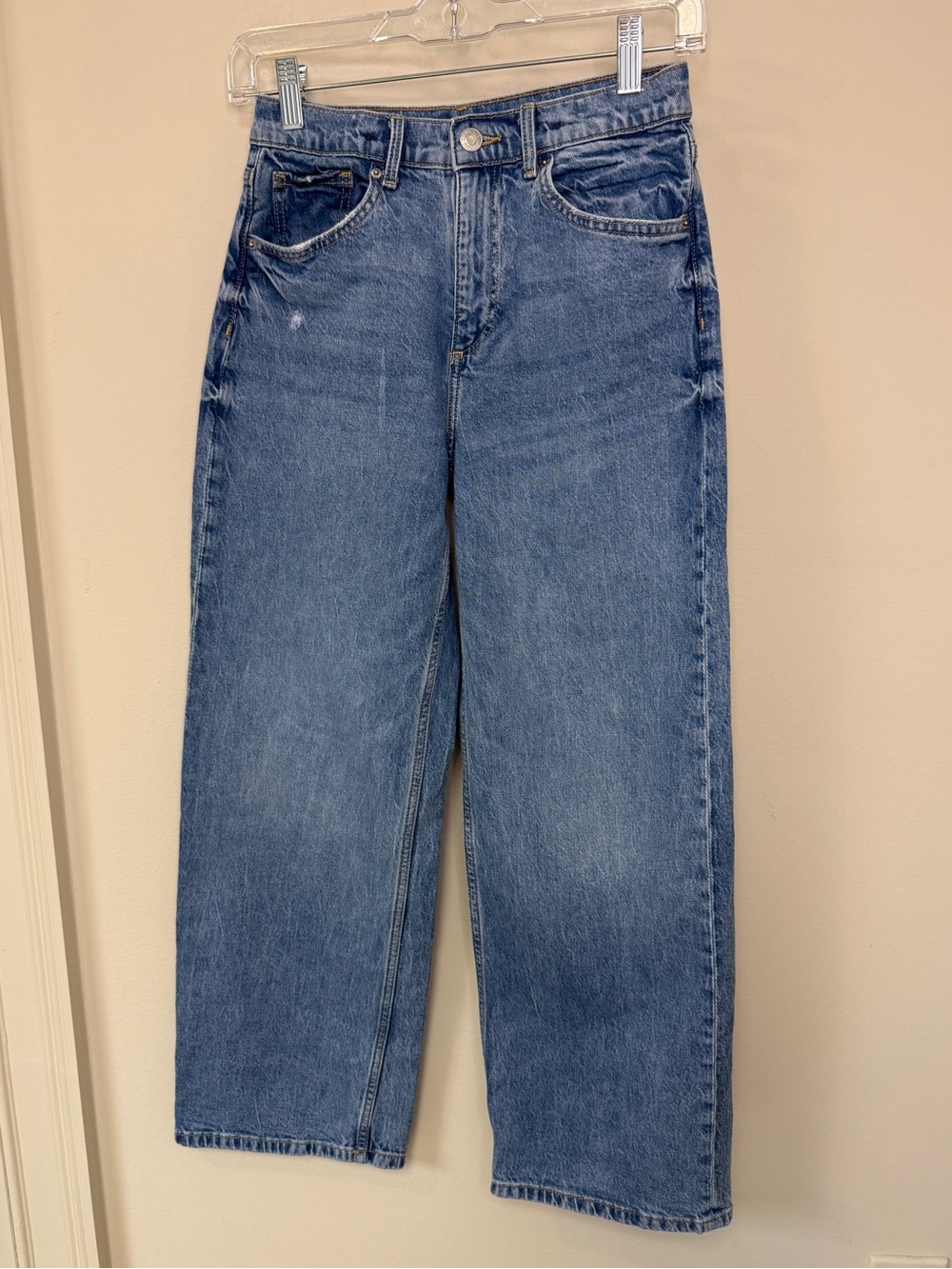H&M: Girls Wide Leg High Waist Blue Jeans, Size 14